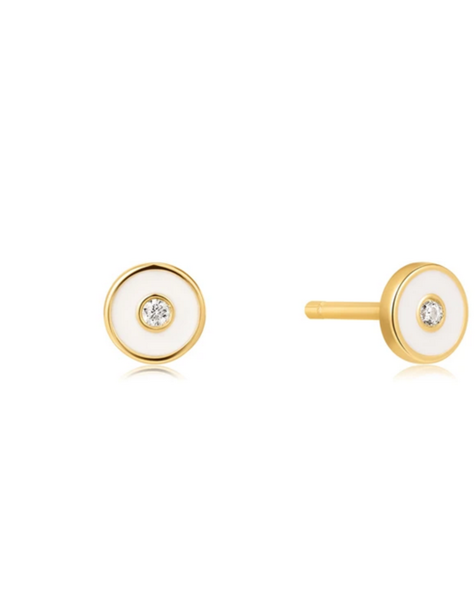 Ania Haie Ania Haie - Oorbellen - Optic white enamel disc gold stud