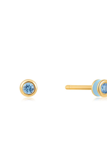 Ania Haie Oorbellen - Sage enamel gold stud  blue - goud
