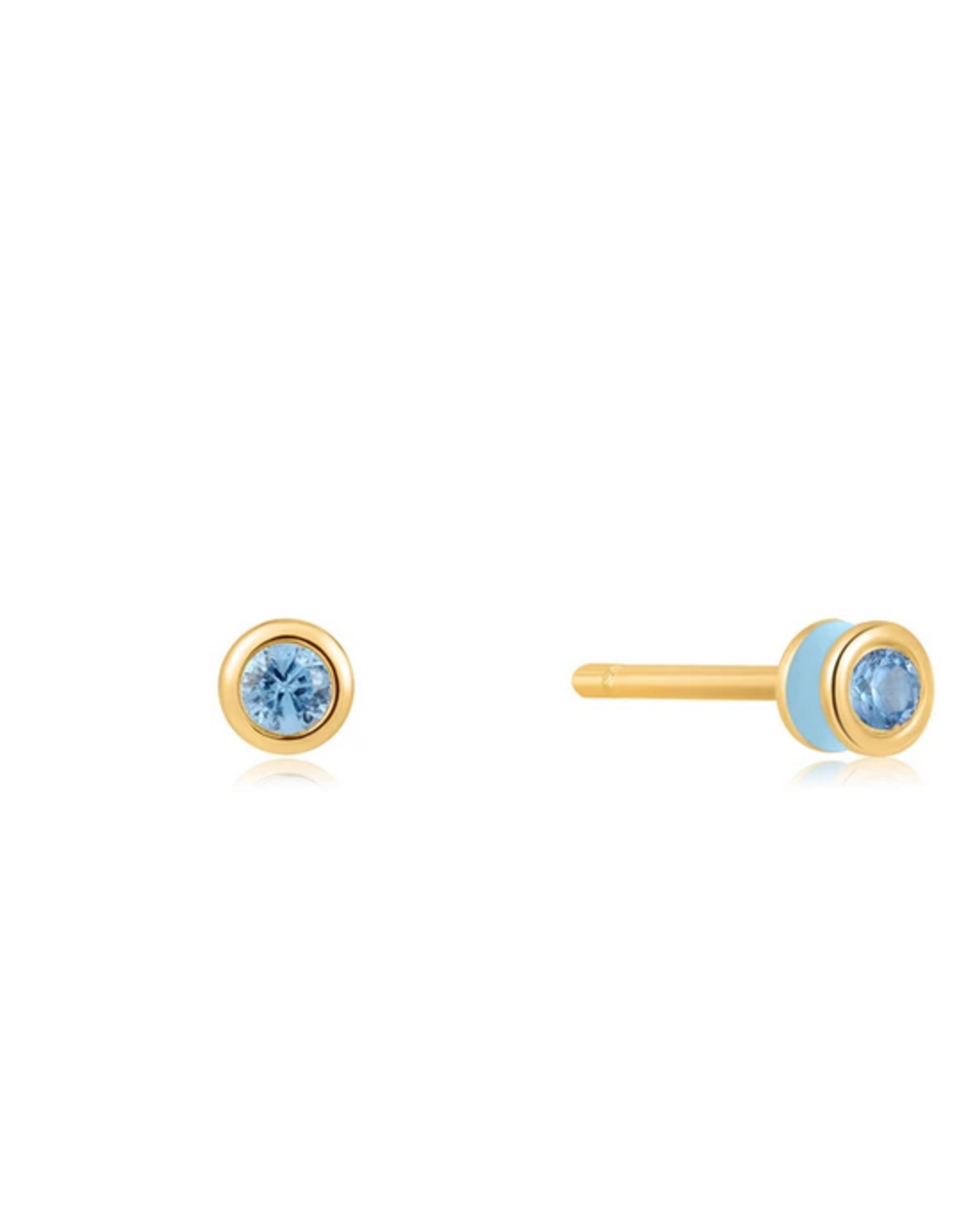 Ania Haie Oorbellen - Sage enamel gold stud  blue - goud