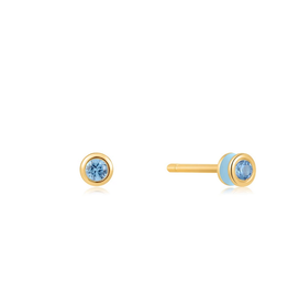 Ania Haie Oorbellen - Sage enamel gold stud  blue - gold