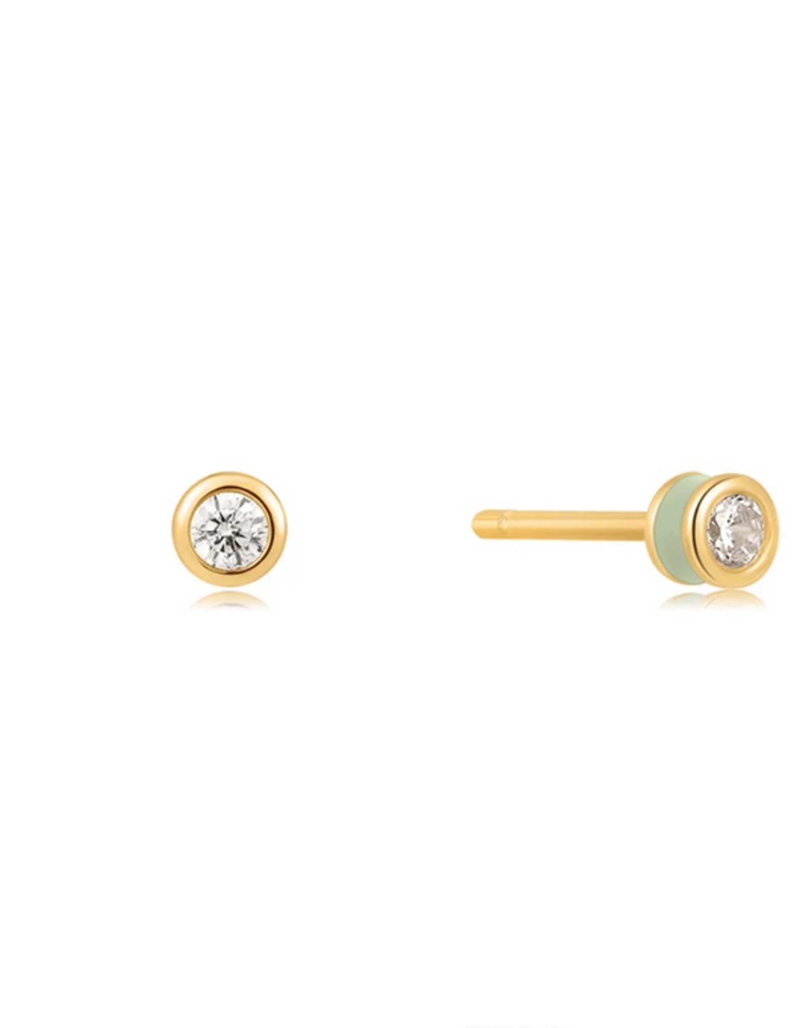 Ania Haie Oorbellen - Sage enamel stud white - goud