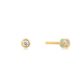 Ania Haie Oorbellen - Sage enamel stud white - goud