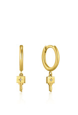 Ania Haie Oorbellen - Key huggie hoop - goud