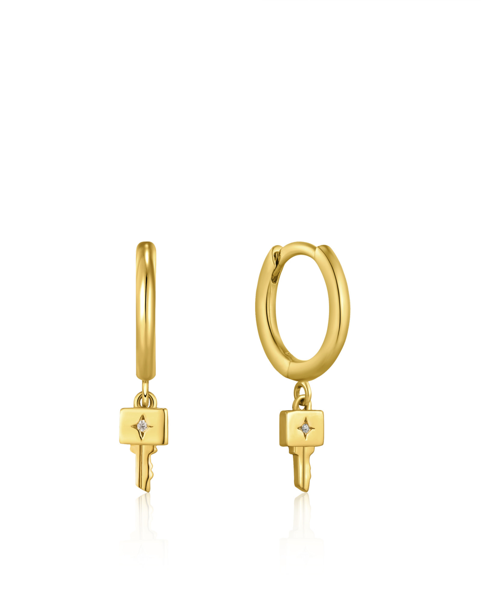 Ania Haie Oorbellen - Key huggie hoop - goud