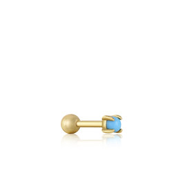Ania Haie Oorbel - Single - Turqouise cabochon barbell - goud