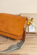 O My Bag Audrey - cognac classic leather - checkerd strap