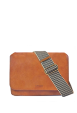 O My Bag Audrey - cognac classic leather - checkerd strap