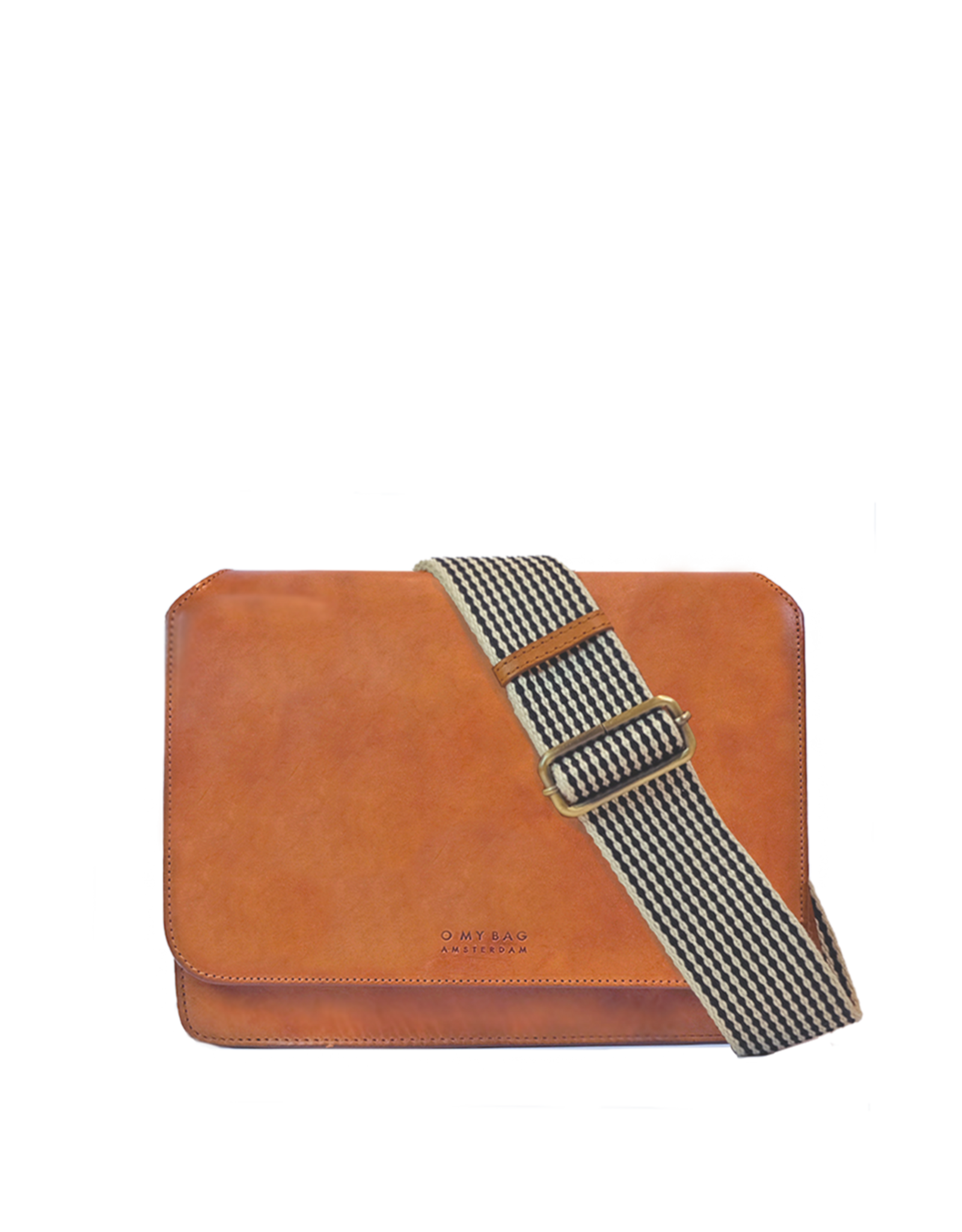 O My Bag Audrey - cognac classic leather - checkerd strap