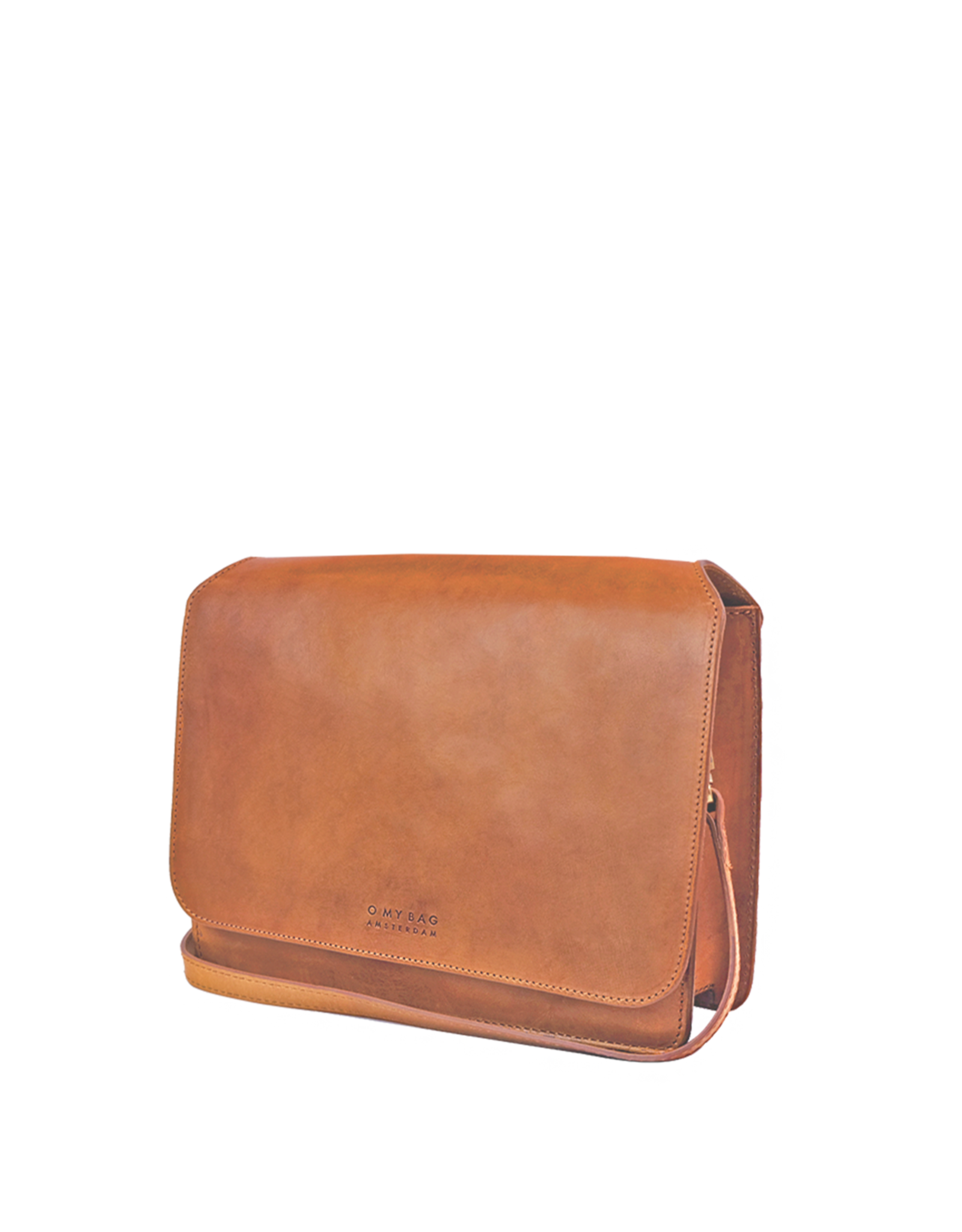 O My Bag Audrey - cognac classic leather - checkerd strap