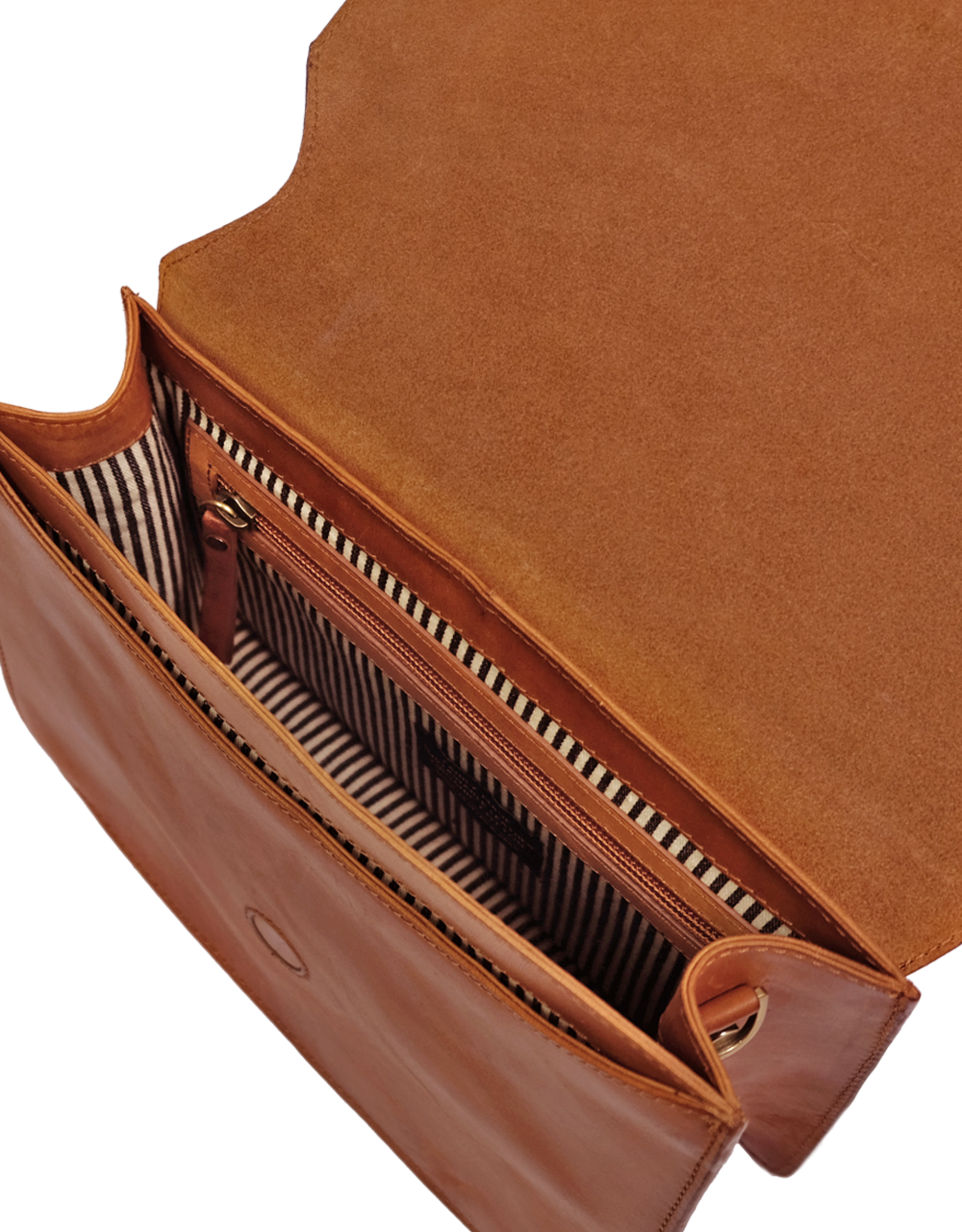 O My Bag Audrey - cognac classic leather - checkerd strap