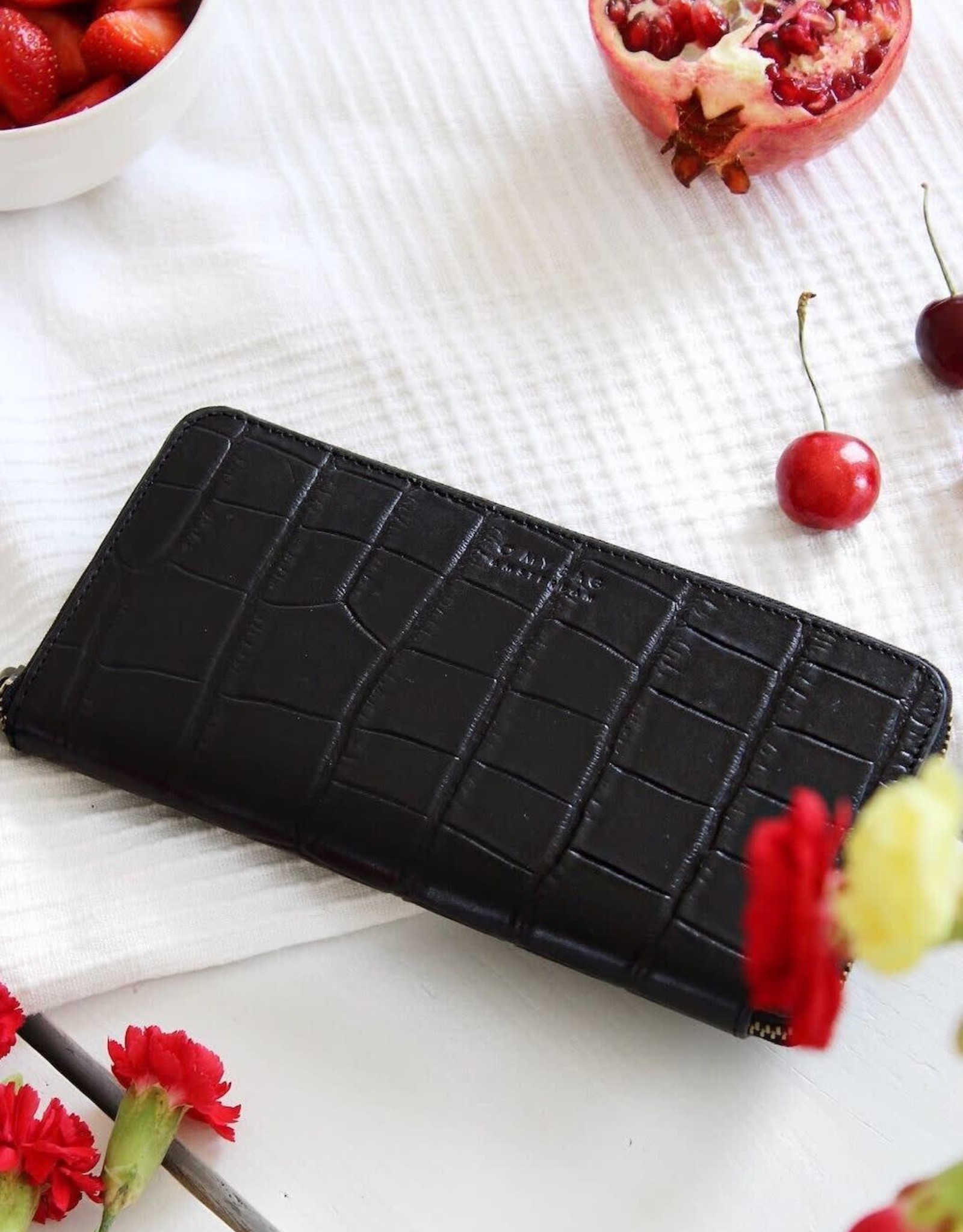 O My Bag Sonny Long Wallet - black croco classic leather