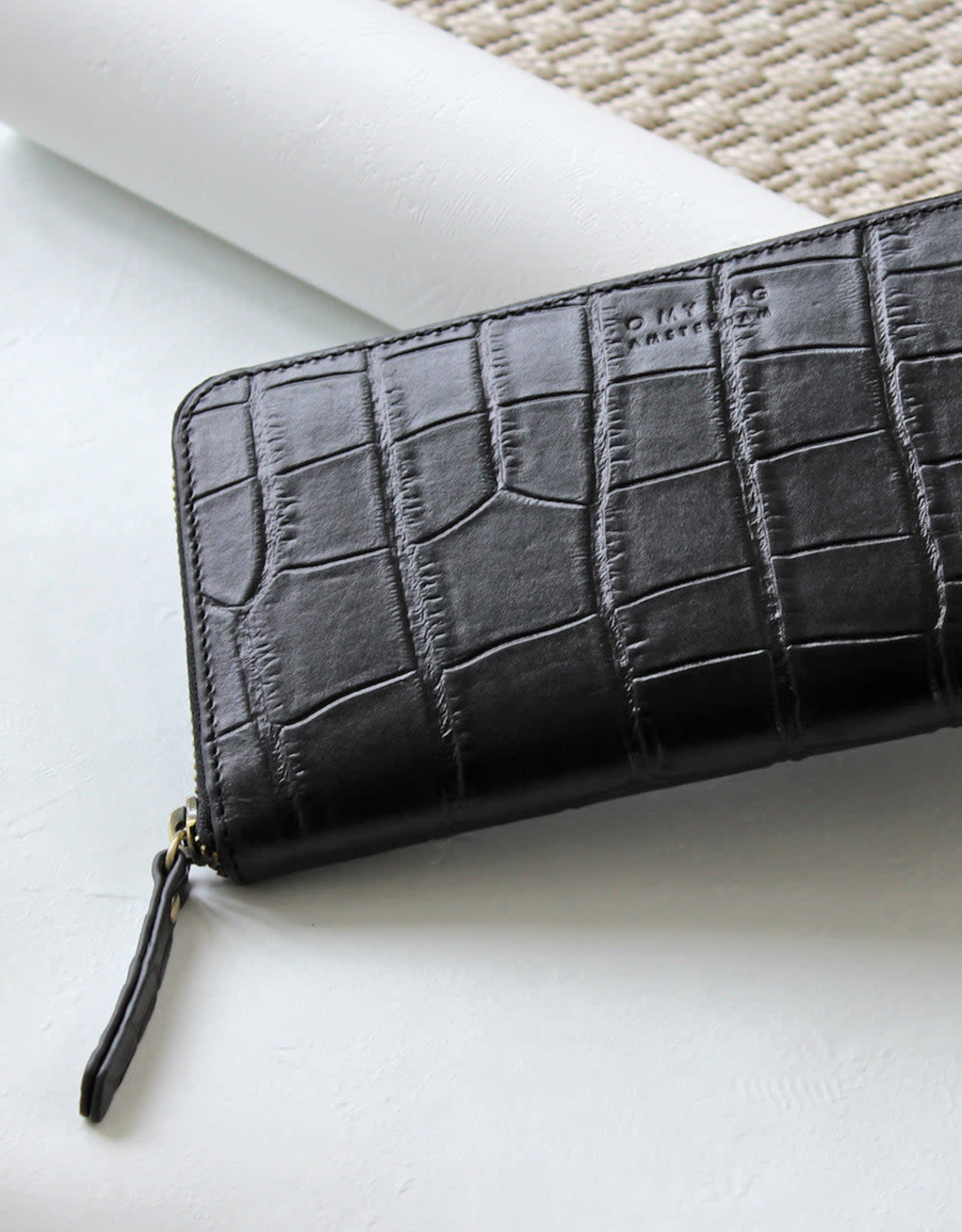O My Bag Sonny Long Wallet - black croco classic leather
