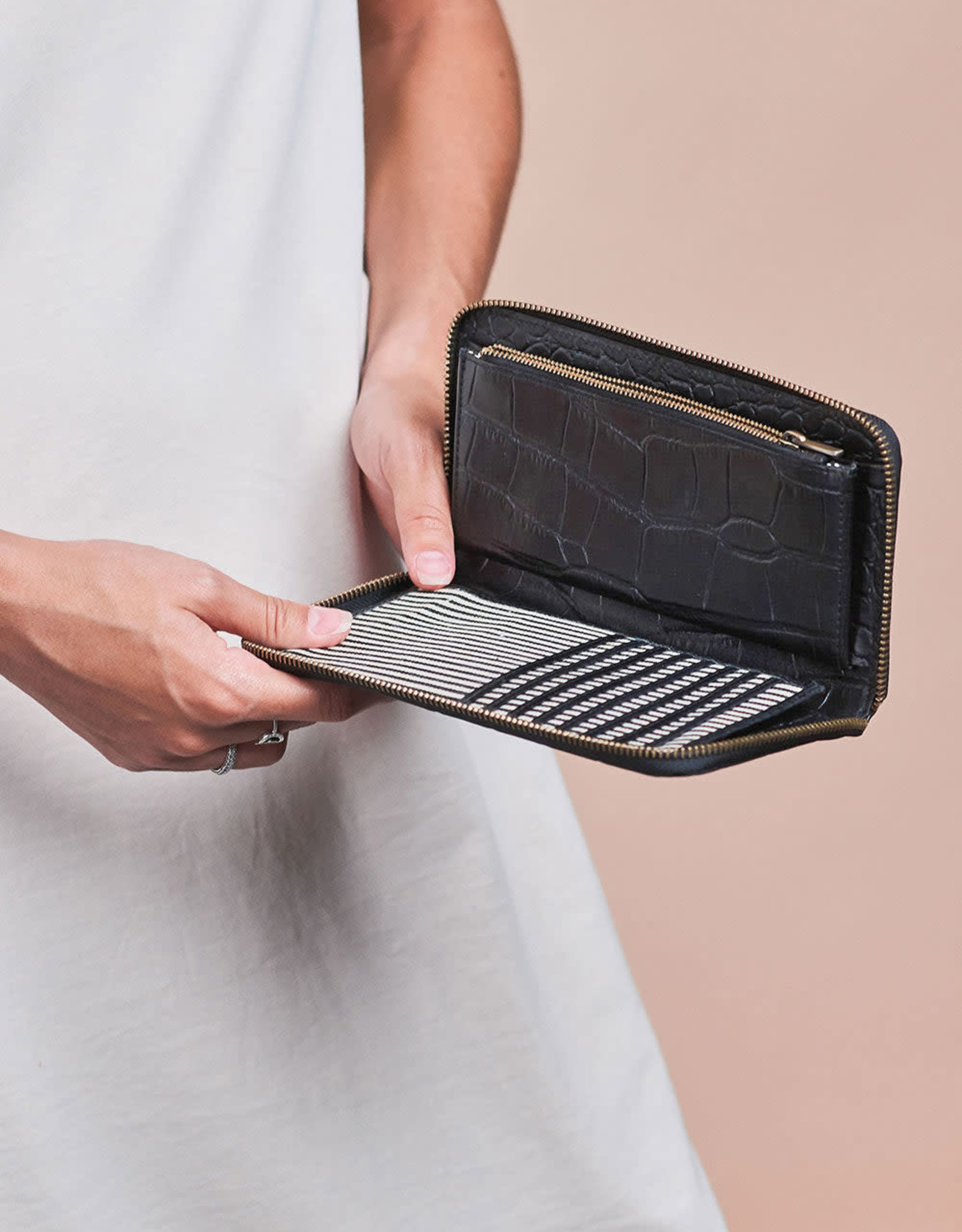 O My Bag Sonny Long Wallet - black croco classic leather