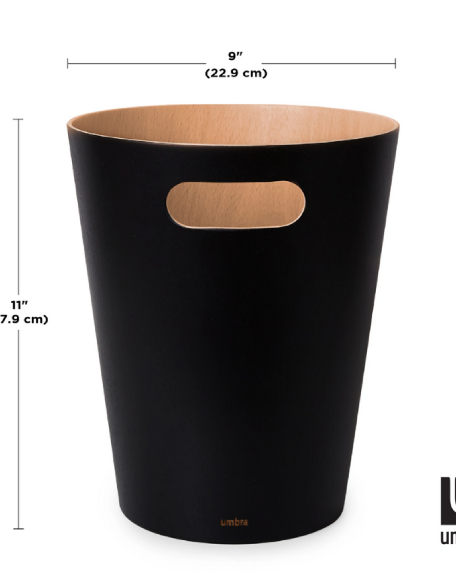 Prullenbak -  Woodrow hout/zwart