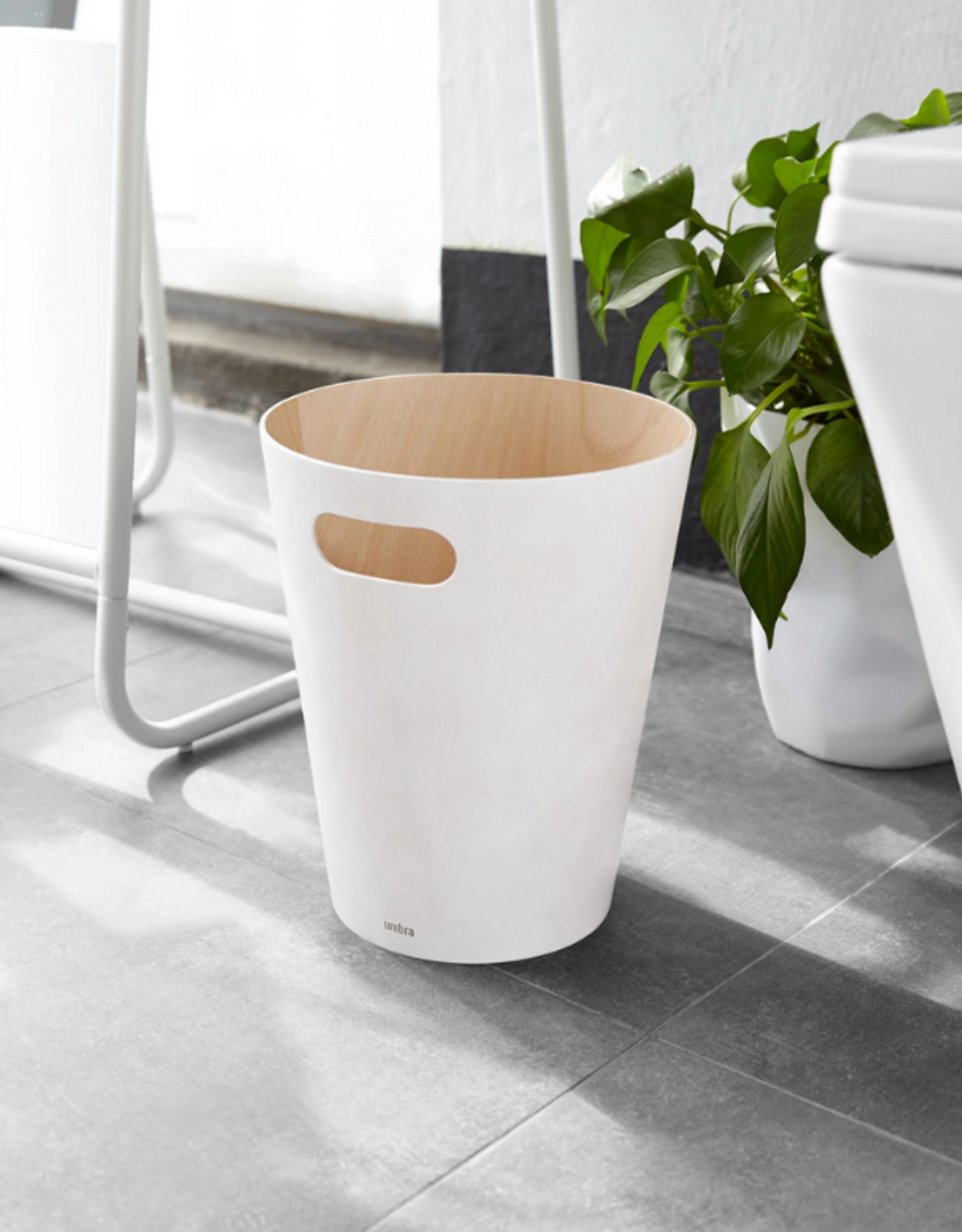 Prullenbak - Woodrow hout/wit