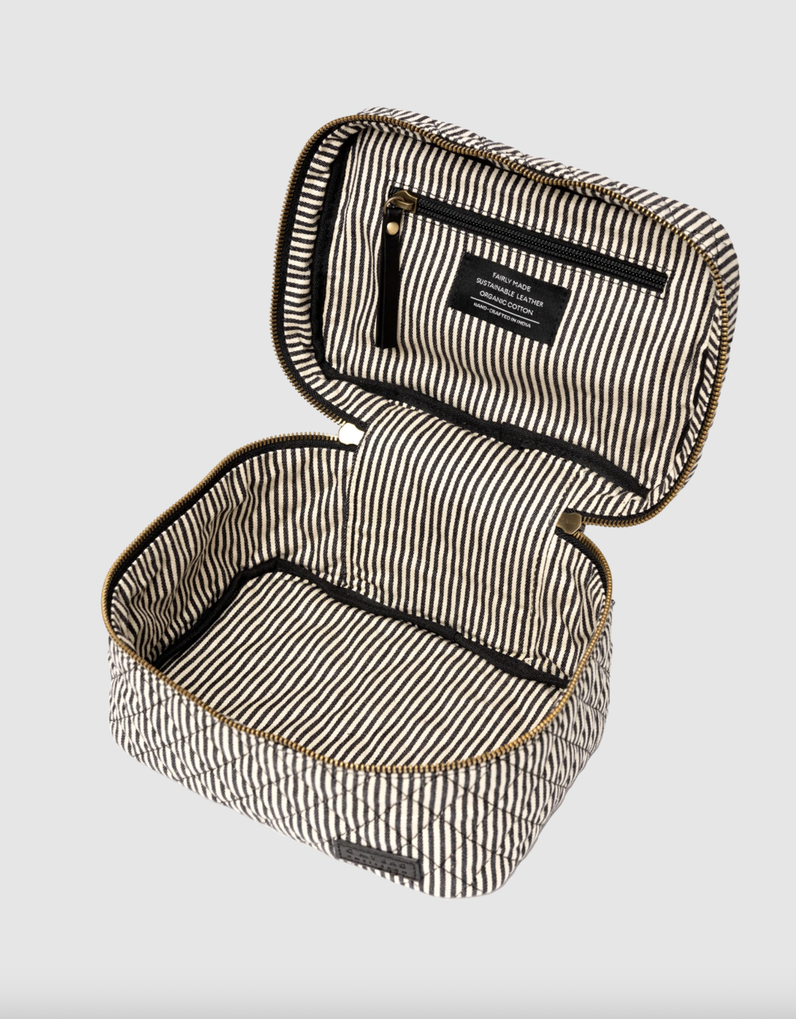 O My Bag Elise - Makeup bag cotton/black classic leather