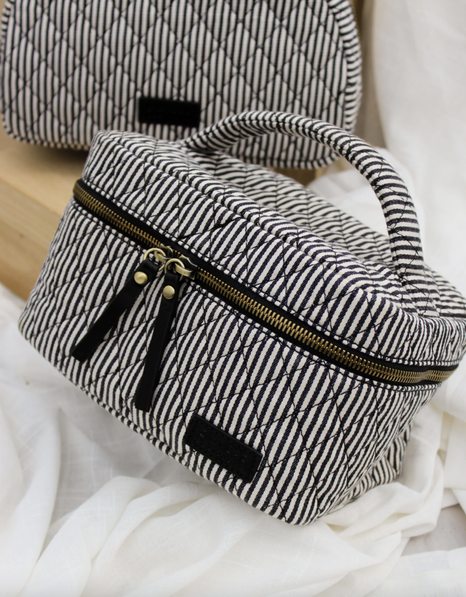 O My Bag Elise - Makeup bag cotton/black classic leather