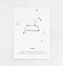 Gewoon Jip Poster sterrenbeeld letterpers A5 - Leeuw