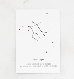 Gewoon Jip Poster sterrenbeeld letterpers A5 - Tweelingen