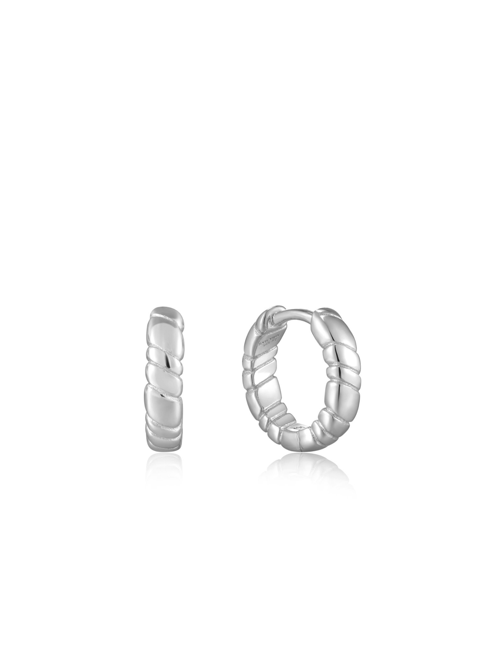 Ania Haie Oorbellen - Smooth twist huggie hoop - zilver
