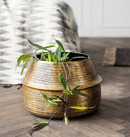 House Doctor Planter - Rattan - Brass finish - M