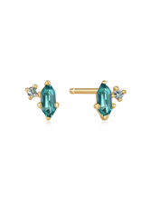 Ania Haie Ania Haie - Oorbellen -  Teal sparkle emblem stud - gold