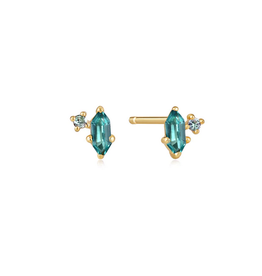 Ania Haie Ania Haie - Oorbellen -  Teal sparkle emblem stud - gold