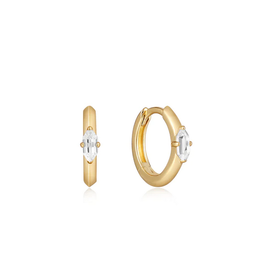 Ania Haie Oorbellen - Sparkle emblem huggie hoop - goud