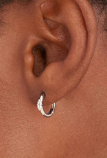 Ania Haie Oorbellen - Sparkle emblem huggie  hoop - zilver