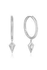 Ania Haie Oorbellen - Sparkle drop pendant hoop - zilver