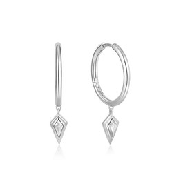 Ania Haie Oorbellen - Sparkle drop pendant hoop - zilver