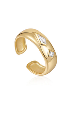Ania Haie Ania Haie - Sparkle emblem thick band ring - gold