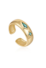 Ania Haie Ring - Teal Sparkle emblem thick band - gold