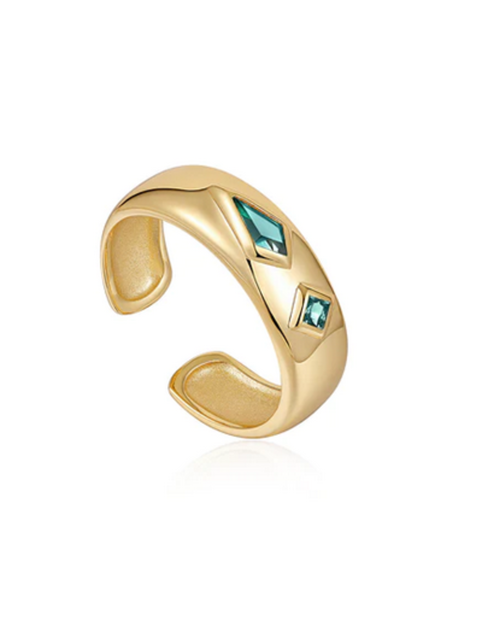 Ania Haie Ania Haie - Ring -  Teal Sparkle emblem thick band - gold