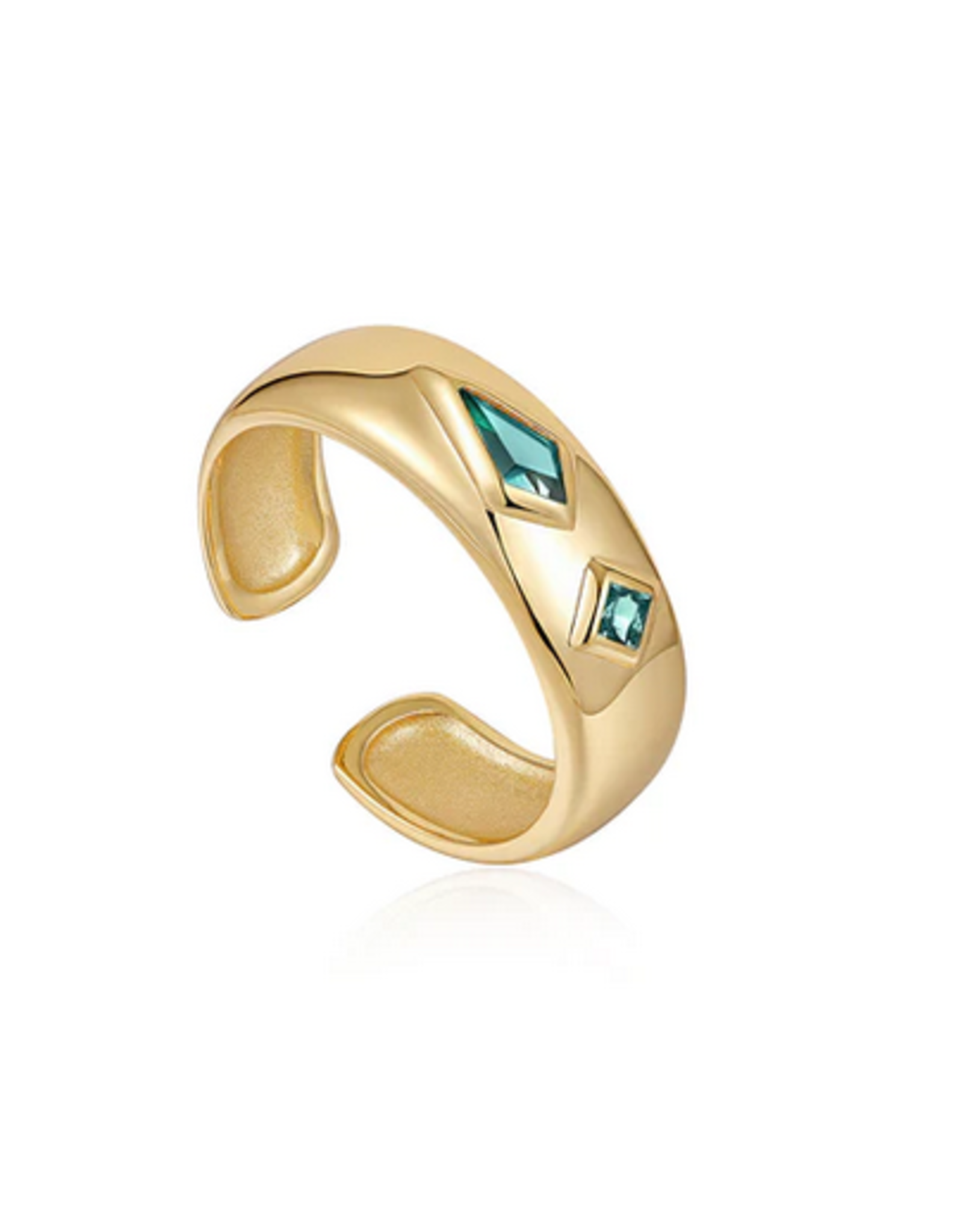 Ania Haie Ring - Teal Sparkle emblem thick band - gold