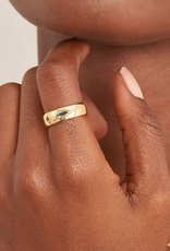 Ania Haie Ring - Teal Sparkle emblem thick band - gold