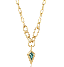 Ania Haie Ania Haie - Teal Sparkledrop pendant chunky chain necklace - gold