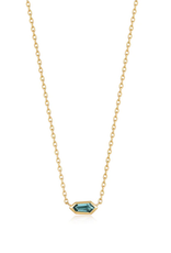 Ania Haie Ania Haie - Ketting -  Teal sparkle emblem chain - gold