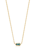 Ania Haie Ketting - Teal sparkle emblem chain  goud