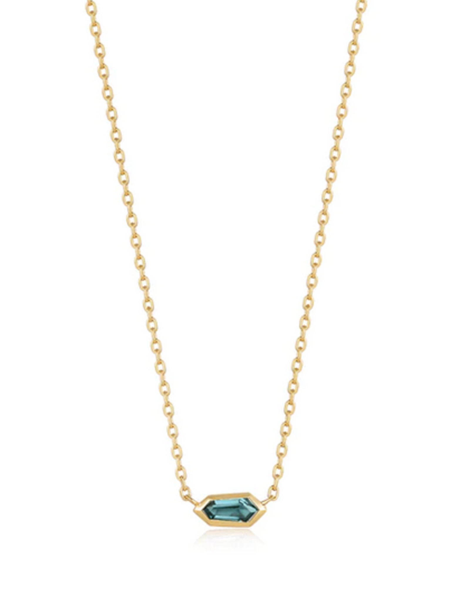 Ania Haie Ketting - Teal sparkle emblem chain  goud