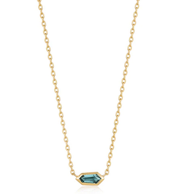 Ania Haie Ketting - Teal sparkle emblem chain  goud