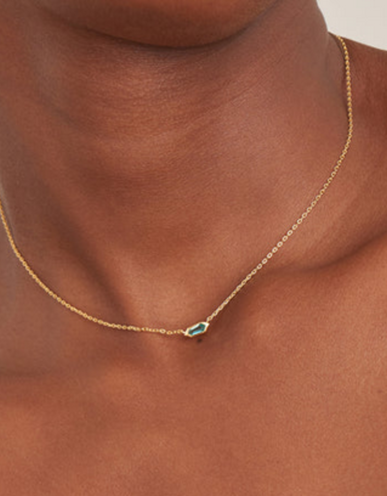 Ania Haie Ketting - Teal sparkle emblem chain  goud