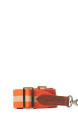 O My Bag Orange webbing strap - Orange/ Cognac classic leather