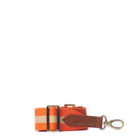 O My Bag Orange webbing strap - Orange/ Cognac classic leather