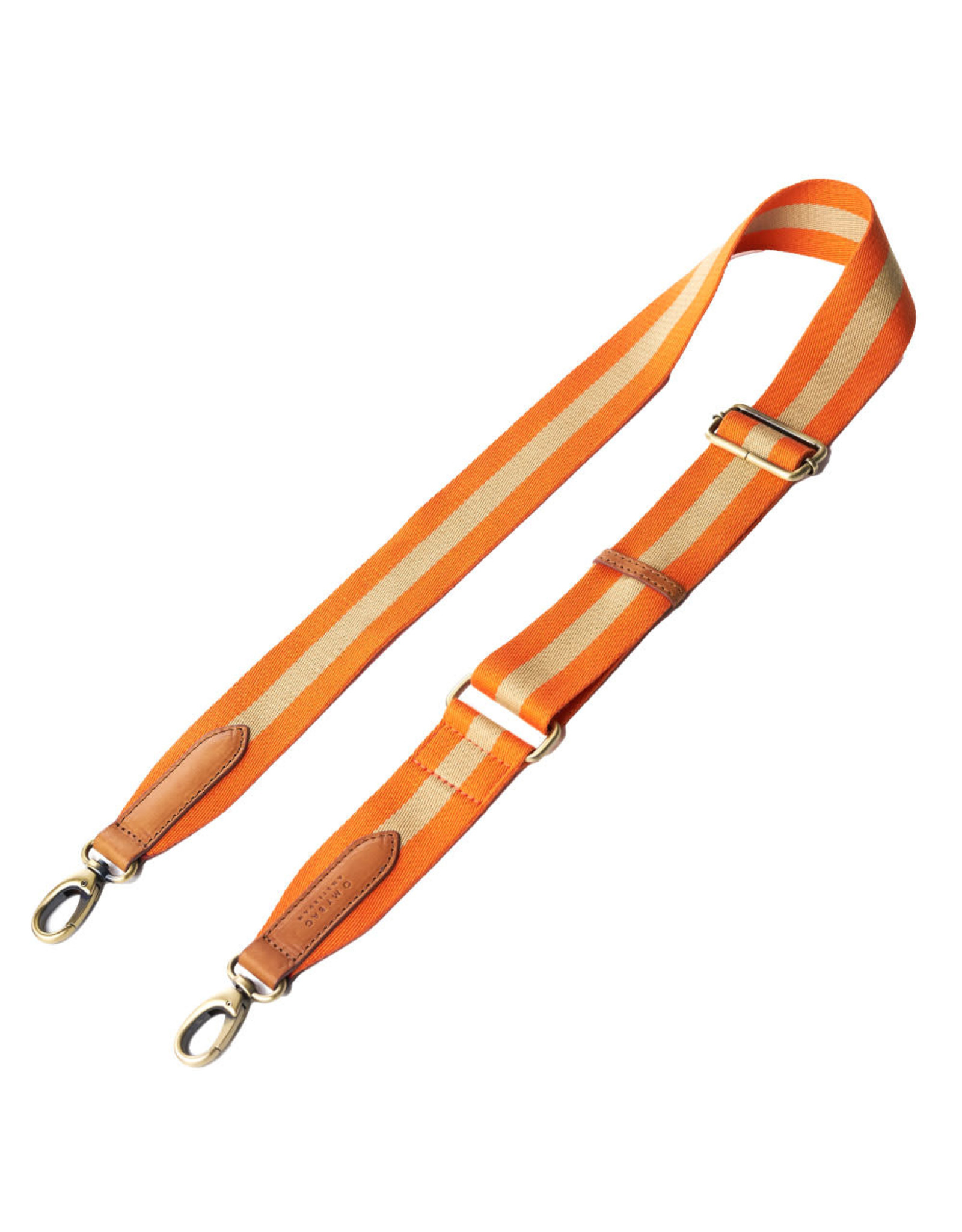 O My Bag Orange webbing strap - Orange/ Cognac classic leather