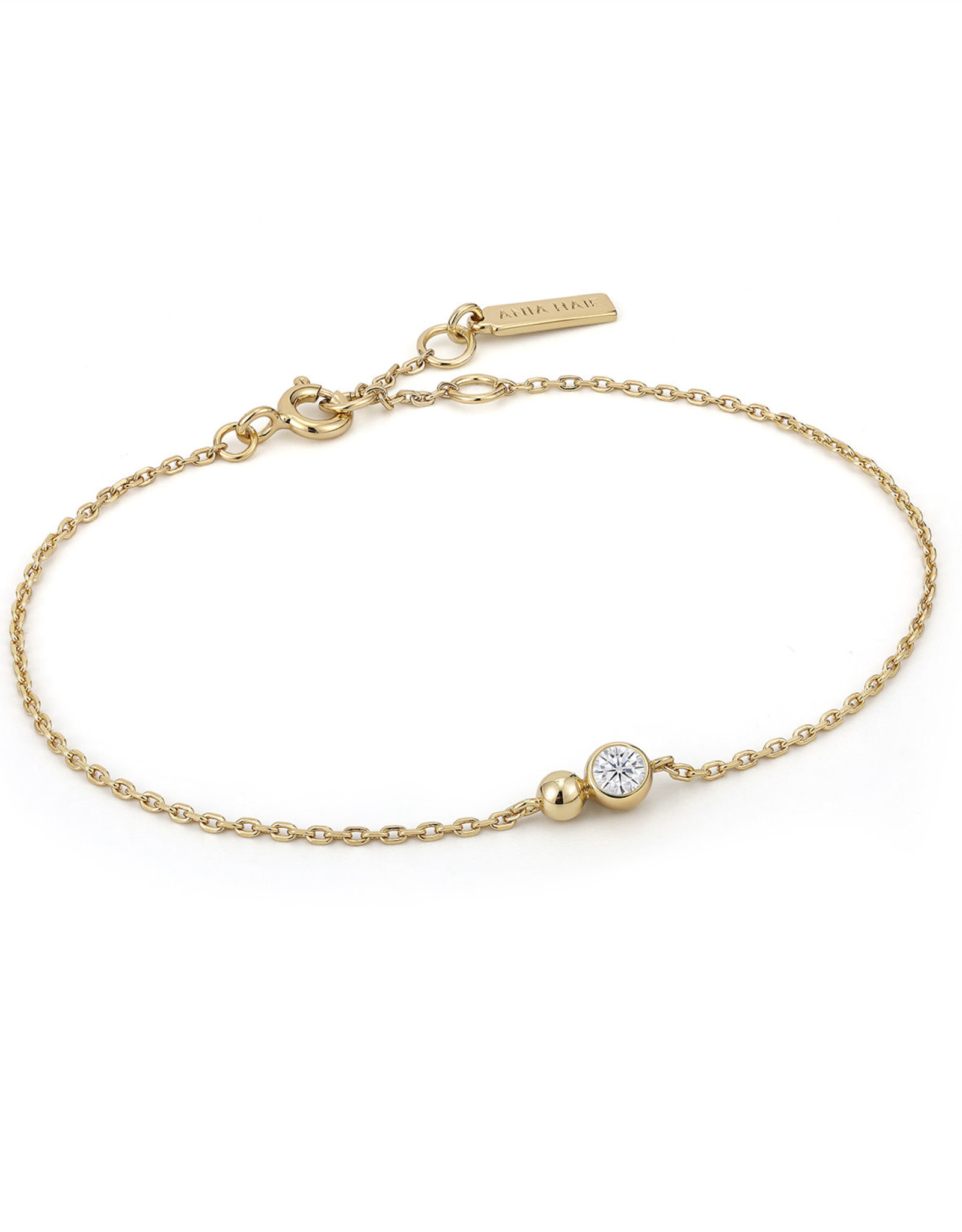 Ania Haie Armband - Orb sprakle chain white - goud