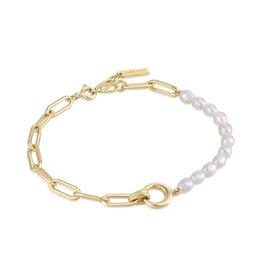 Ania Haie Armband - Pearl chunky link chain - gold