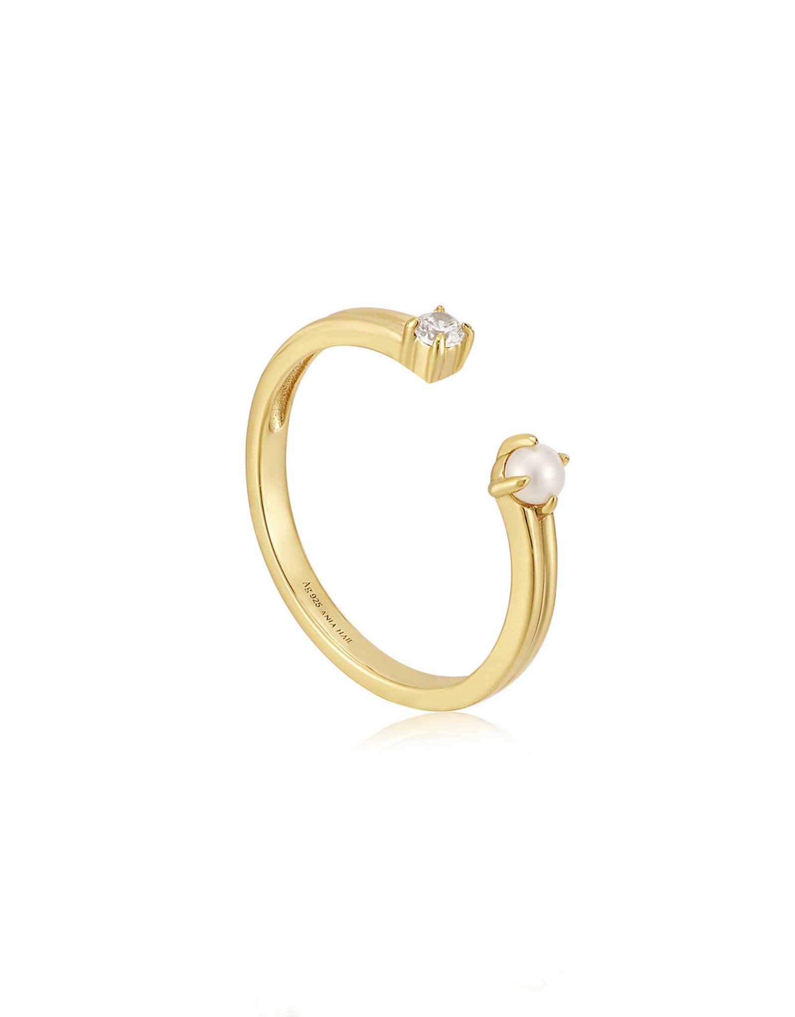 Ania Haie Ring - Pearl sparkle adj - Goud