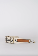 O My Bag Canvas logo strap - White Cognac classic leather