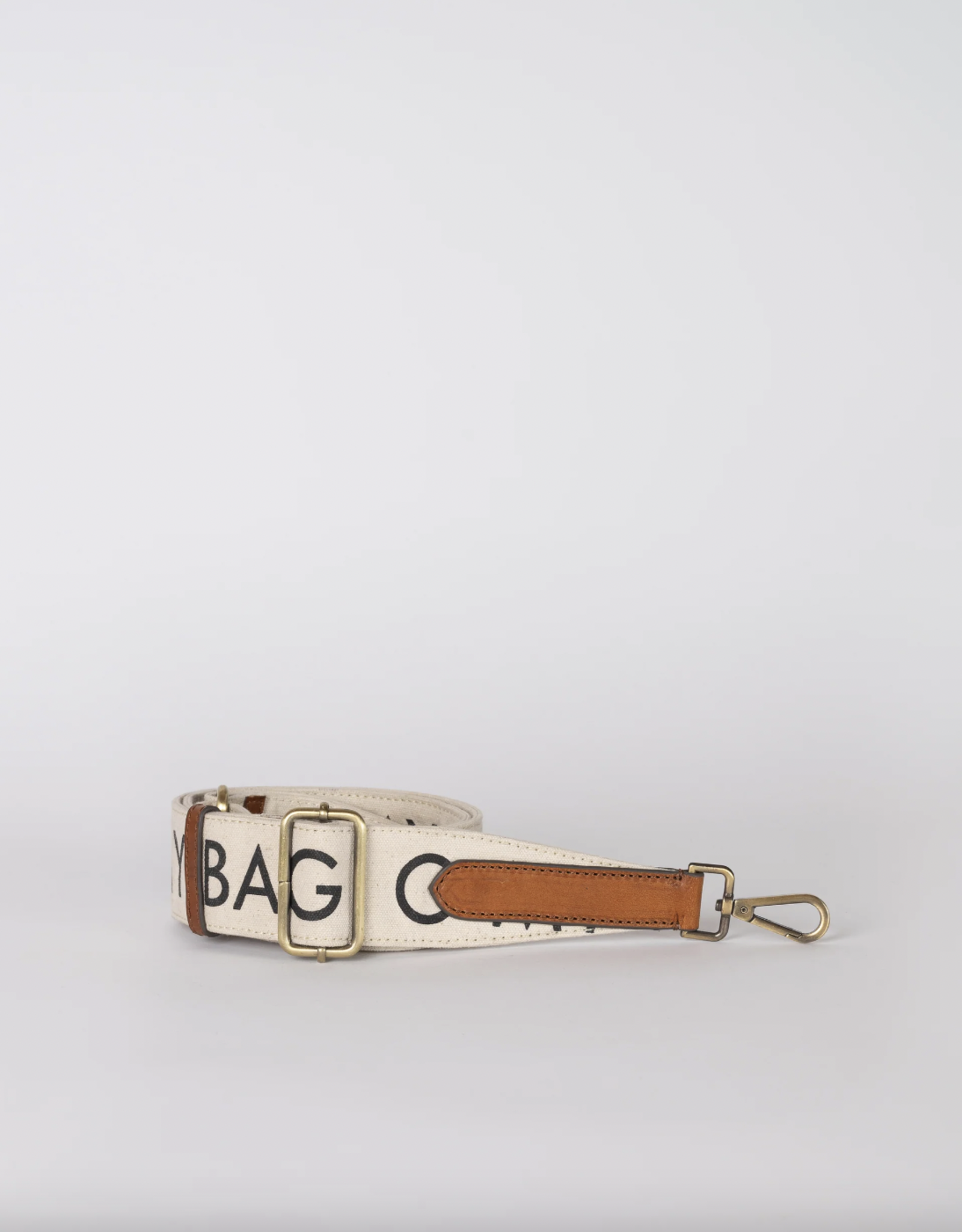 O My Bag Canvas logo strap - White Cognac classic leather